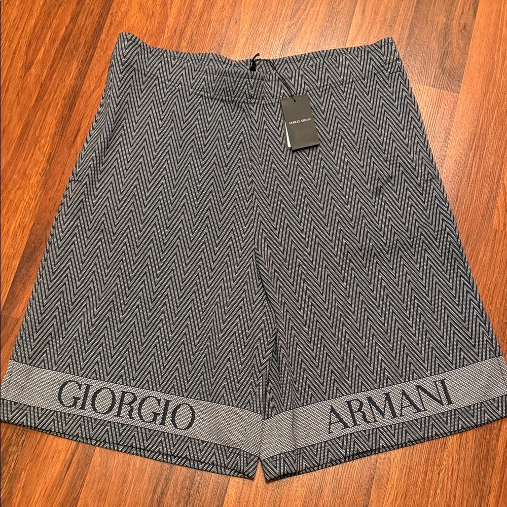 Giorgio Armani Zigzag Patterned Shorts in Black and White